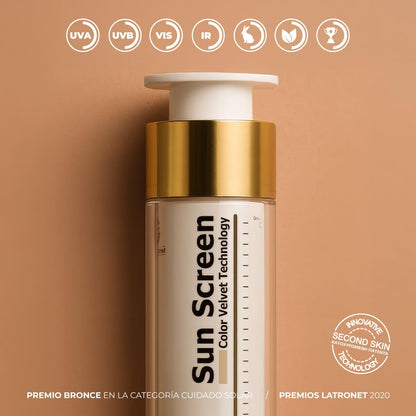 FrezyDerm Sun Screen Velvet Crema Orotectora Solar Facial SPF 50+ con color Textura Aterciopelada, Nude