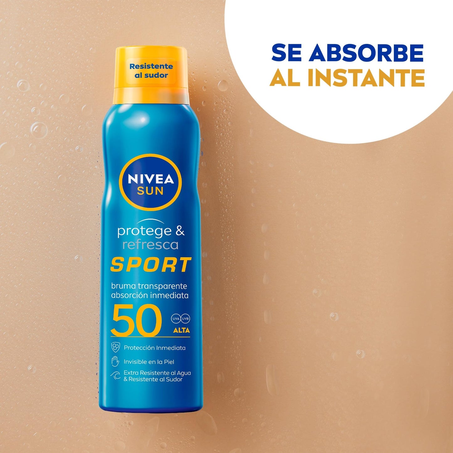 NIVEA SUN Protege & Refresca Spray Bruma Solar FP50 (1 x 200 ml), protector solar en spray transparente, bruma refrescante y resistente al agua (El empaque puede variar)